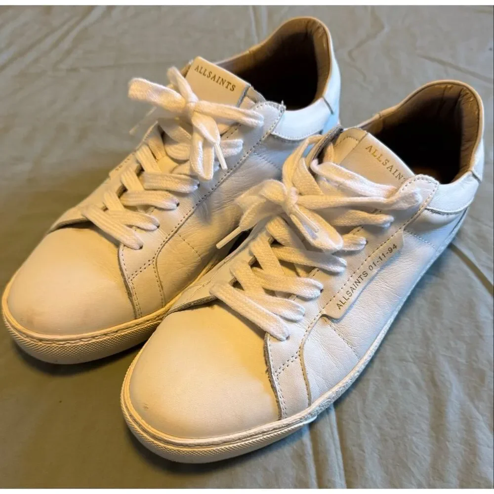 Allsaints Size 9 Women Sheer Lace Up Low Top Sneakers White Used